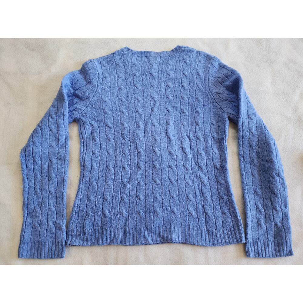 American Eagle Blue Cable Knit Sweater Lambswool Angora Blend Womens Medium - Picture 3 of 6